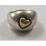 A Mappin & Webb silver heart design ring, size M