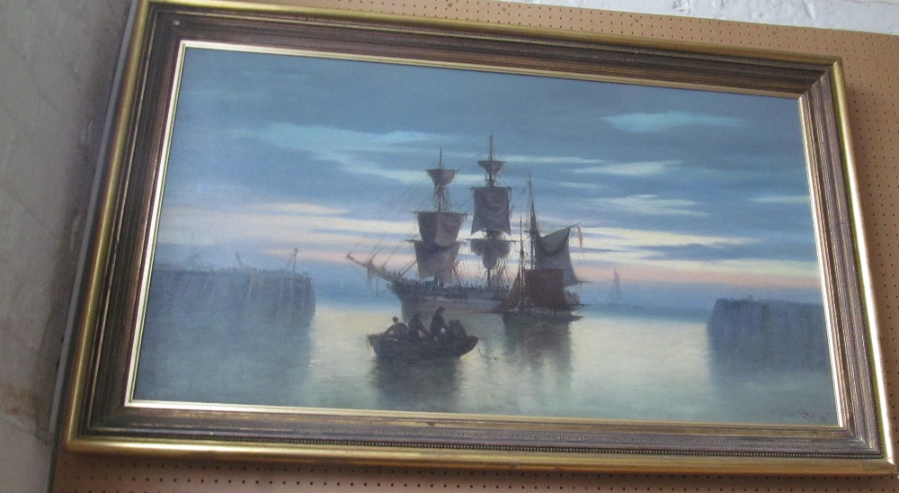 Charles John de Lacy 1879 oil Portsmouth Harbour, signed - Image 2 of 8