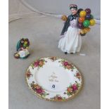 A Royal Doulton figure 'Biddy Penny Farthing' HN1843, a miniature 'The Old Balloon Seller' and a