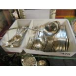 Some Moseleys silver-plate Old English pattern cutlery including ladle