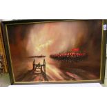 John Bampfield - oil on canvas military scene framed