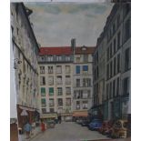 Godley oil street scene Rue Jacob Paris dated 1955