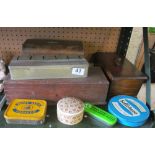 Some assorted wooden boxes and tins