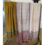 Three antique textiles one woven with stripe ends, one with embroidered paisley pattern and