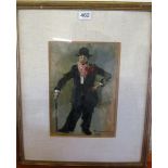 An Italian school oil of Charlie Chaplin like figure