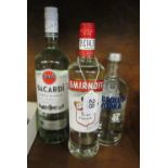 Two bottles Vodka and Bacardi