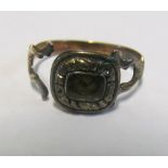 A Georgian ring with hair to centre (a/f) engraved JB to back