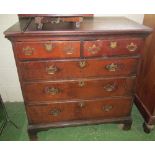 A 19th Century oak chest two short and three long drawers