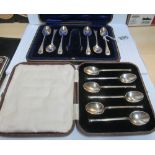 Six silver spoons and tongs (i.c) and six silver spoons (i.c)