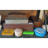 Some assorted wooden boxes and tins