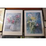 Piere_Jean Llado a coloured print 'Bouquet de Fleurs des Champs' signed in pencil and another