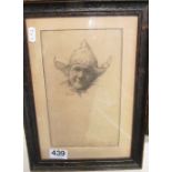 An etching head of a lady in Dutch hat signed G Dolmen dated 1907