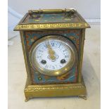 A 19th Century brass and enamel mantel clock
