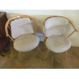 Two lightwood Ercol chairs
