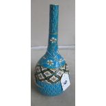 A Japanese Meji period bottle vase turquoise enamel colours with cranes (small chips to base)