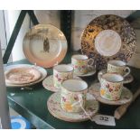 A Royal Mint plate, three Doulton plates and a part coffee set