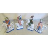 A set of four Rye pottery Canterbury Tales figures on horseback