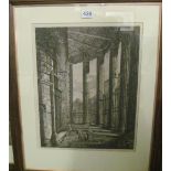 Two engravings after Rossini 'Veduta Arco de Gallino' and 'Interno del Pronao del Tempio di Vesta,