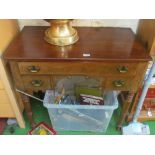 A 19th Century mahogany small desk/dressing table with frieze drawers and turned supports