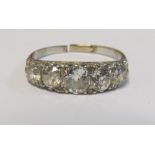 A five stone diamond ring, size P/Q (shank cut)