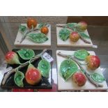Four Casa Pupo tiles with fruit decoration