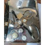 Two Longines ladies watches, two gold ladies watches and other watches
