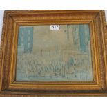 A Lowry print industrial scene in gilt frame