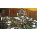 A Walker & Hall silver-plate fruit basket, sardine dish and other silver-plate