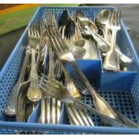 Some mother of pearl handled cutlery (a/f) and plated cutlery