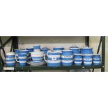 A collection of T.G Green black and green marked blue and white kitchenware
