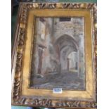 P. Laruso - oil on panel archway in gilt frame