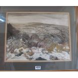 Vincent Willson - watercolour winter Nr Harrowbarrow, Cornwall and a watercolour Swiss mountain