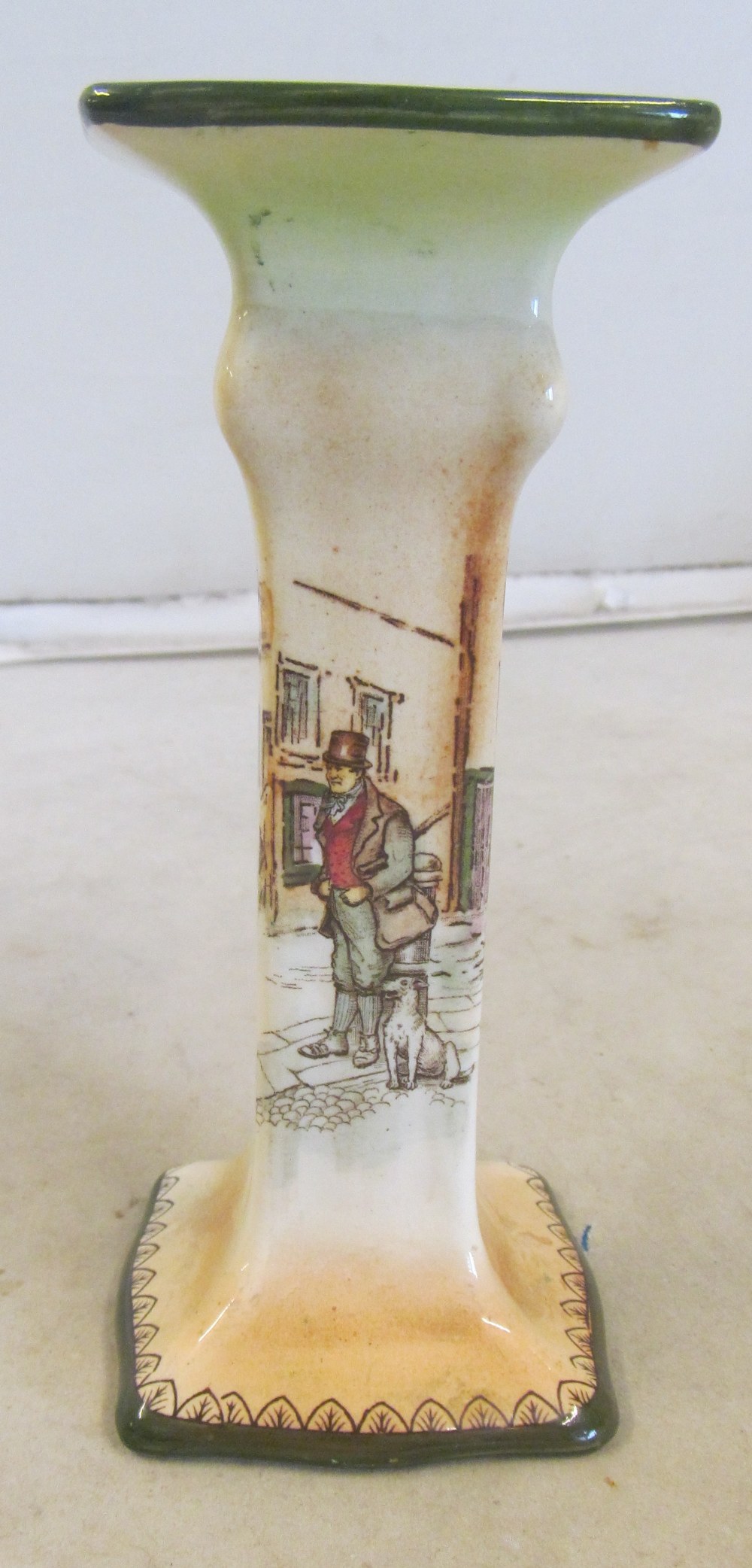 A Royal Doulton flambé vase hunting scene and pair Dickensware 1920's candlesticks - Image 12 of 24