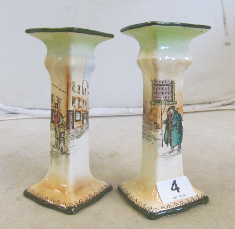 A Royal Doulton flambé vase hunting scene and pair Dickensware 1920's candlesticks - Image 19 of 24