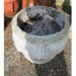A concrete garden pot