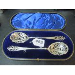 A pair of silver pierced spoons (i.c)