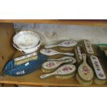 A porcelain dressing table set (a/f) and two bowls