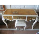 An oriental style lacquer dressing table and stool