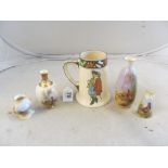 A Stinton vase, two Locke & Co. vases, another Stinton vase (a/f) and Royal Doulton tankard