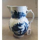 A Caughley blue and white jug fisherman's pattern