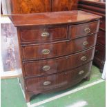 A 19th Century mahogany bow fronted chest two short and three long drawers