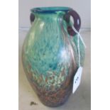 A Murano style glass vase with copper coloured lustre body and mottled green enamel