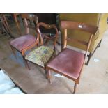 A pair of 19th Century mahogany dining chairs and a Victorian chair