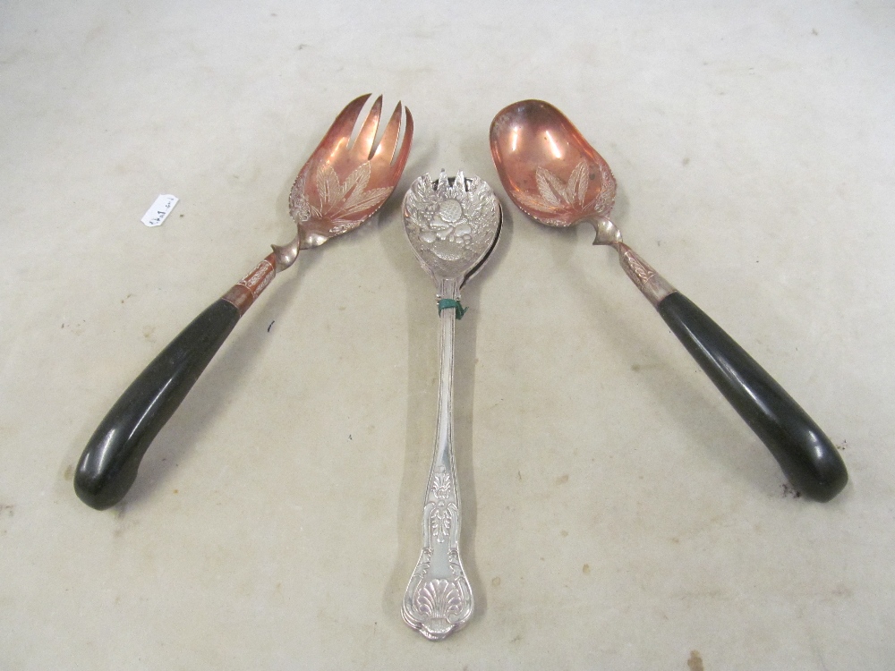 Two pairs salad servers, horn penguin and a sewing mushroom - Image 2 of 2