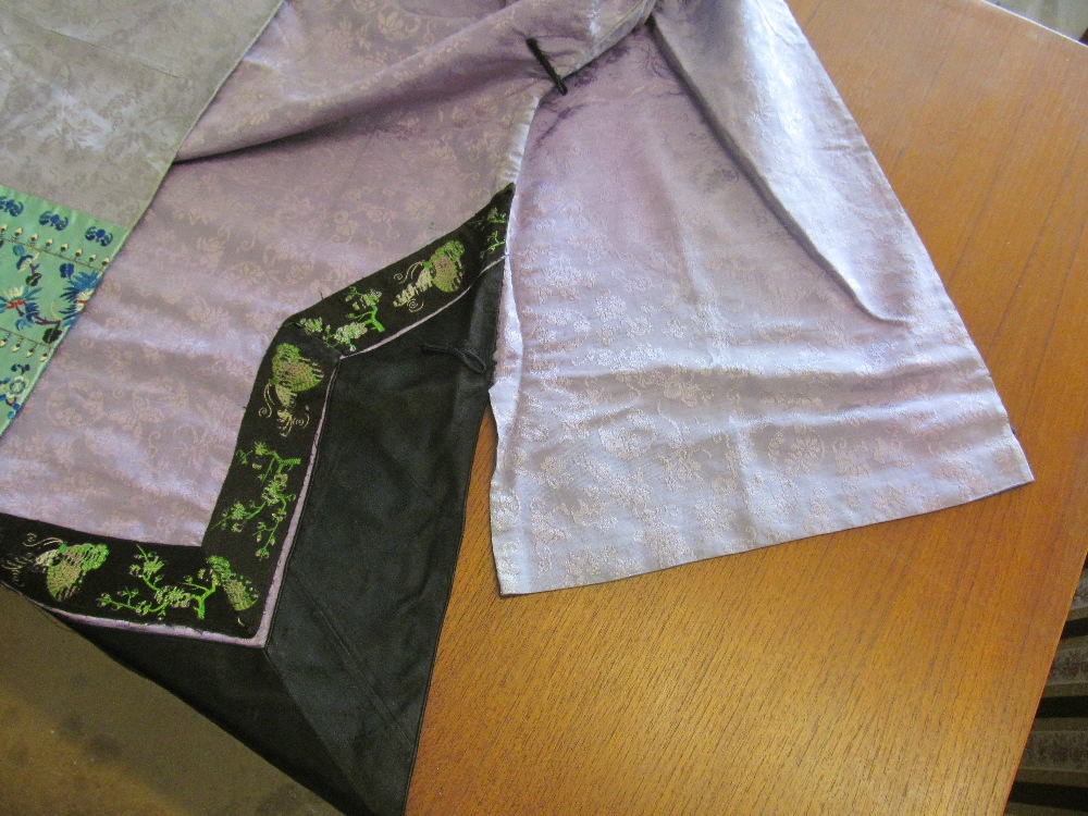 An oriental black and purple kimono style jacket with green embroidered sleeve panels of butterflies - Image 10 of 14