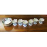 Six Minton coffee cups and seven saucers