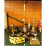 Various eastern brass, a white metal incense burner et cetera