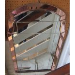 An Art Deco pink bordered mirror