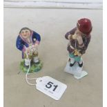 Two porcelain figures gentlemen Dresden and Sampson (one a/f)