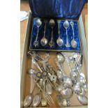 Six 800 Quality spoons (i.c), mixed silver and silver coloured spoons et cetera and silver jug (a/